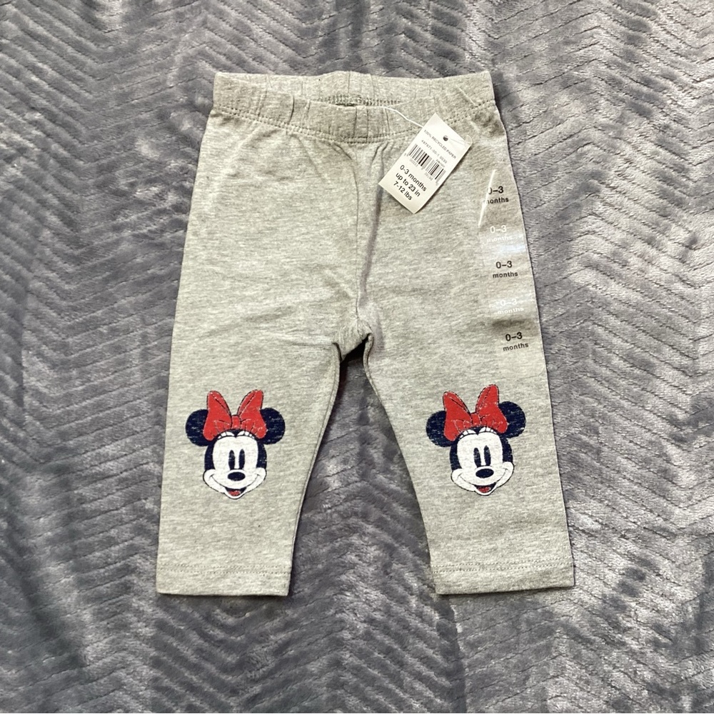 NWT Baby Gap Disney Minnie Mouse Gray Legging 0-3 Month.